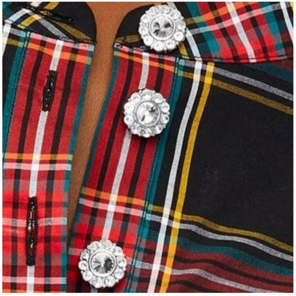 J.Crew Jeweled Button Popover Tunic in Stewart Tartan - Picture 4 of 12